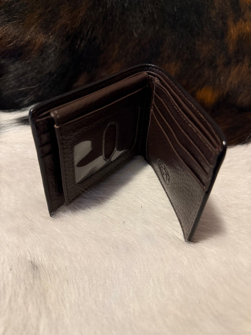 3D Western Wallet Mens Bifold Flip Leather Black Brown