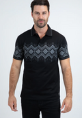 Mens Modern Fit Stretch Cotton Black Polo