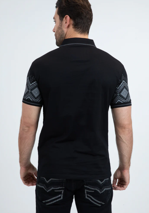 Mens Modern Fit Stretch Cotton Black Polo