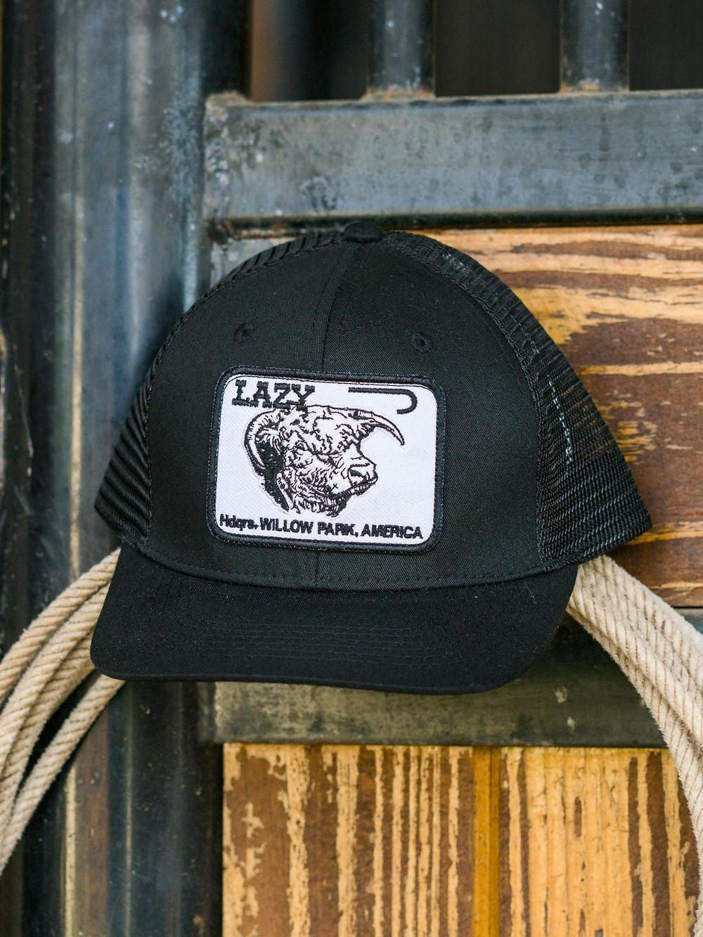 Lazy J Ranch Black Willow Cattle Headquarters Mid Profile Trucker Hat