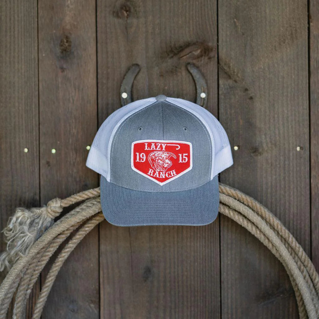 Lazy J Ranch Heather & White Red Ranch Mid Profile Trucker Hat