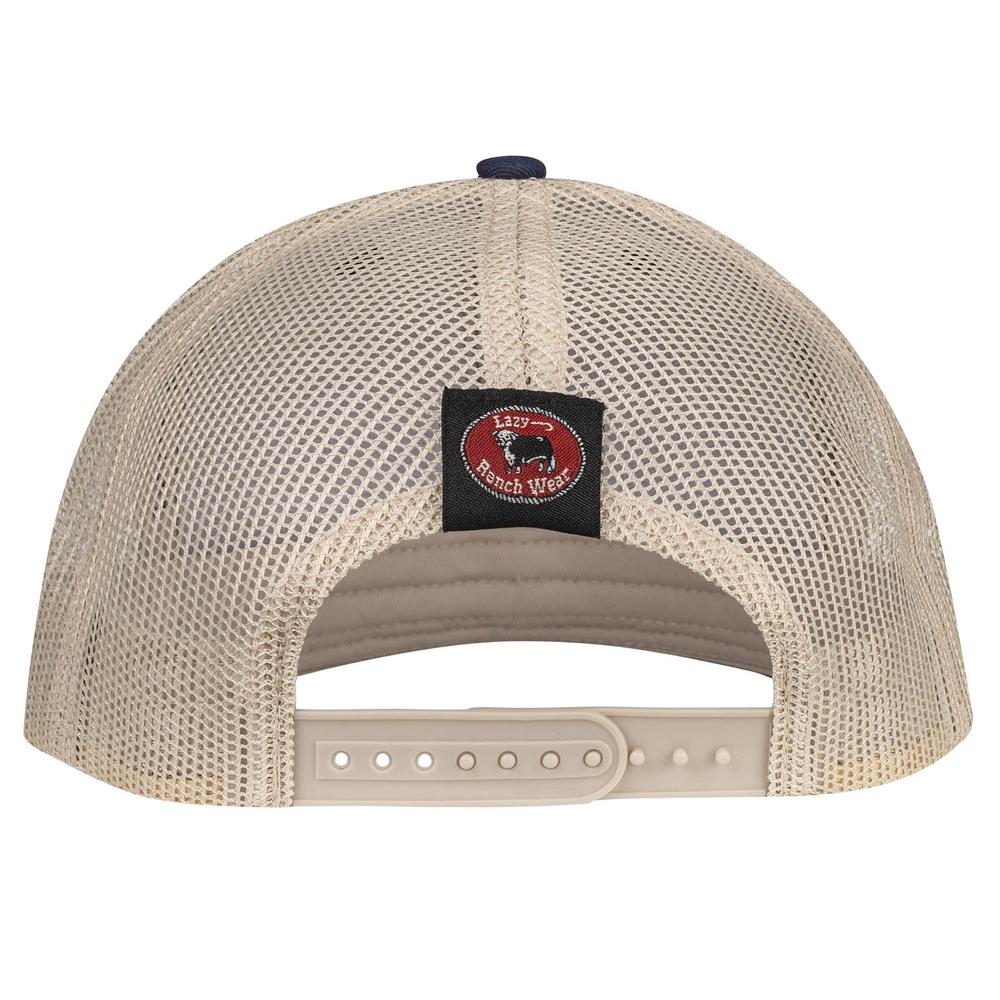 Lazy J Ranch Navy & Tan Serape Sunrise Mid Profile Trucker Hat