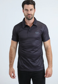 Mens Performance Fabric Modern Fit Stretch Aztec Print Black Polo
