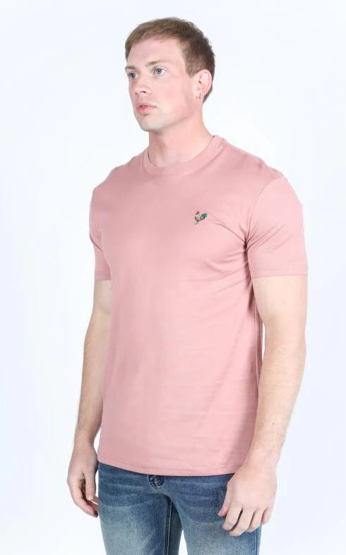 Men's Rooster Logo Cotton Salmon T-Shirt