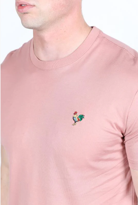 Men's Rooster Logo Cotton Salmon T-Shirt