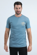 Mens Modern Fit Cotton Stretch Blue T-Shirt