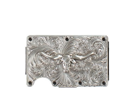 Mens Longhorn Scroll Utility Wallet