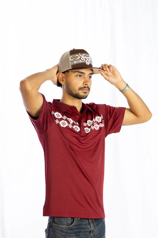 Aztec Polo - Maroon