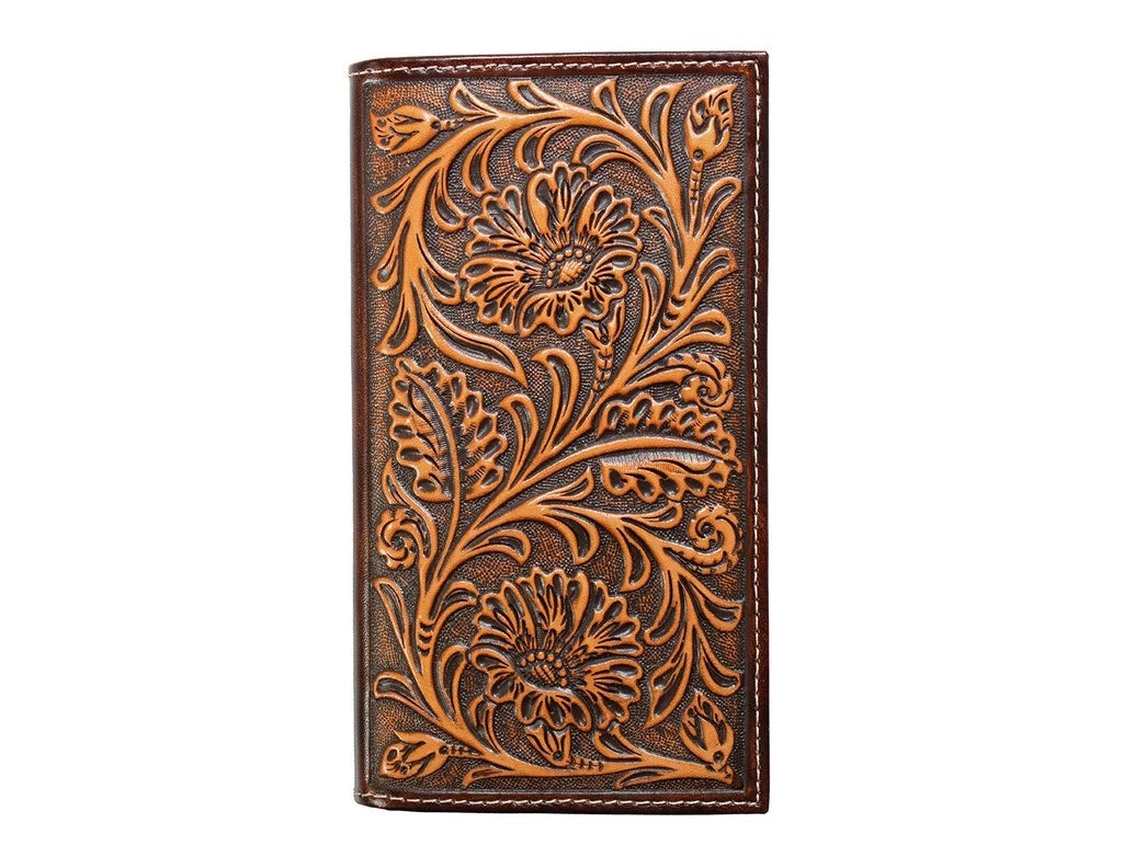 Nocona Western Wallet Mens Rodeo Floral Embossing Brown