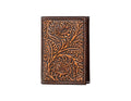 Nocona Western Wallet Mens Trifold Floral Embossing Brown