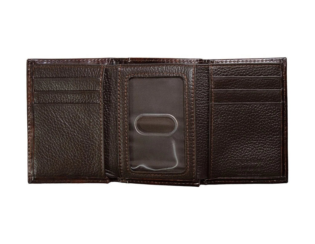 Nocona Western Wallet Mens Trifold Floral Embossing Brown