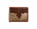 Nocona Western Wallet Mens Bifold Calf Hair Longhorn Brown