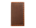 3D Western Wallet Mens Basketweave Trifold Rodeo Brown