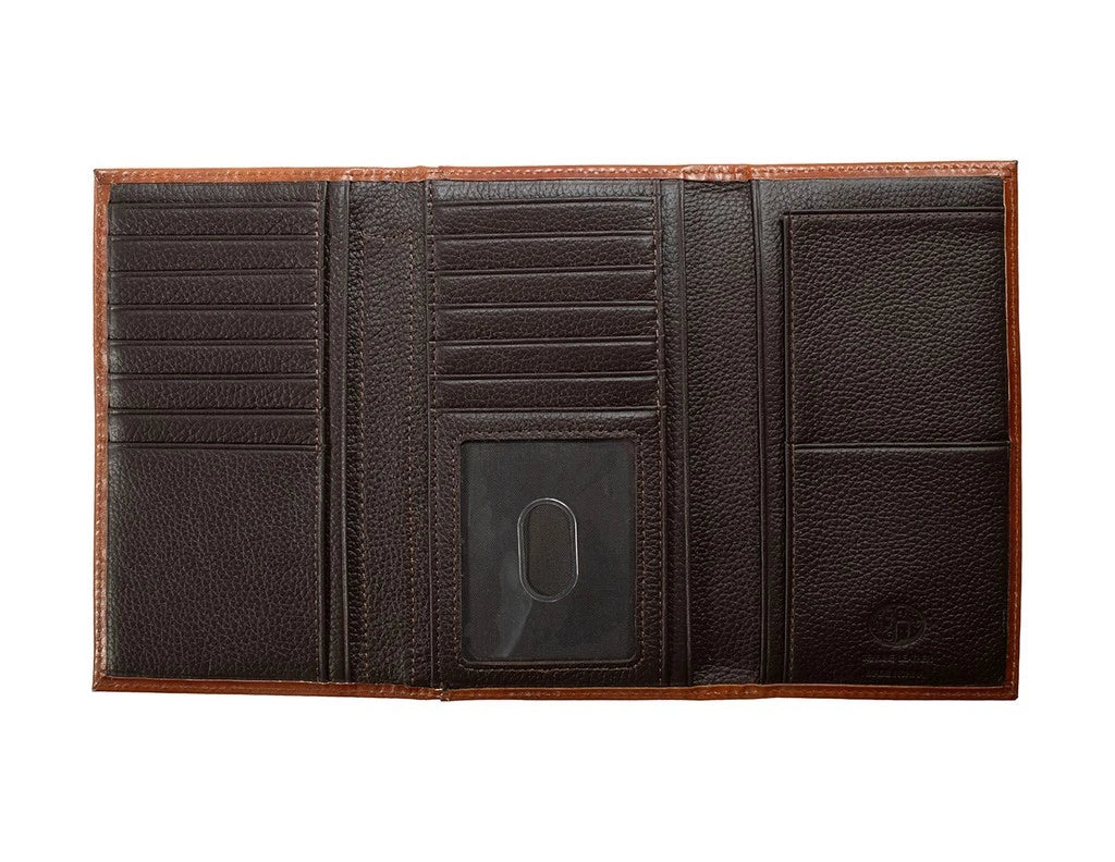 3D Western Wallet Mens Basketweave Trifold Rodeo Brown