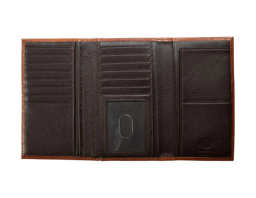 3D Western Wallet Mens Basketweave Trifold Rodeo Brown